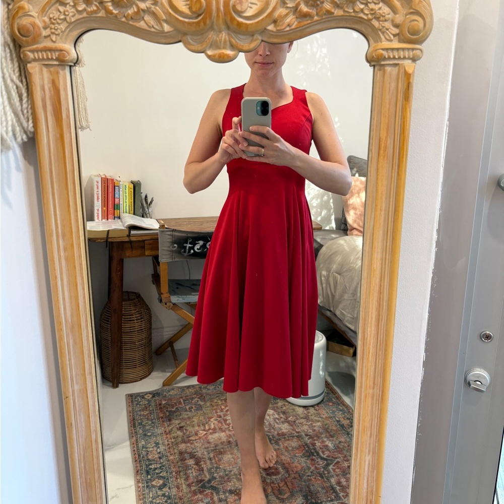 Classic Sleeveless Red Fit-and-Flare Dress Size 2